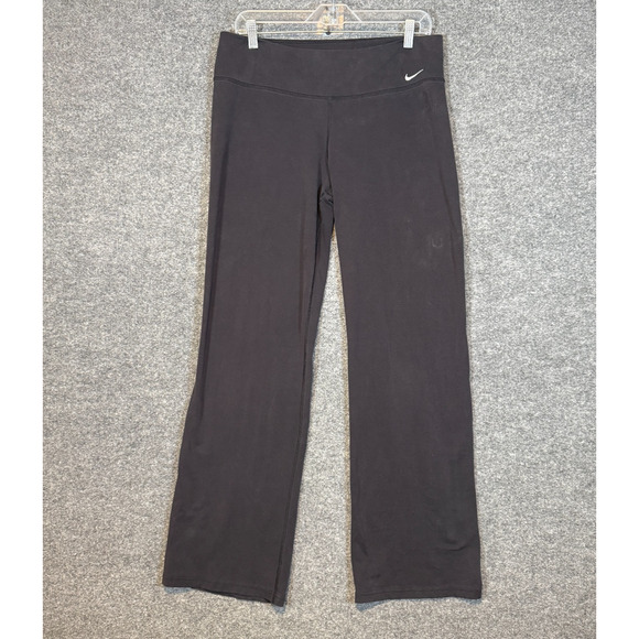 Nike Pants Womens Large Black Wide Leg Mid Rise Sweatpants Performance Stretch - Picture 1 of 14